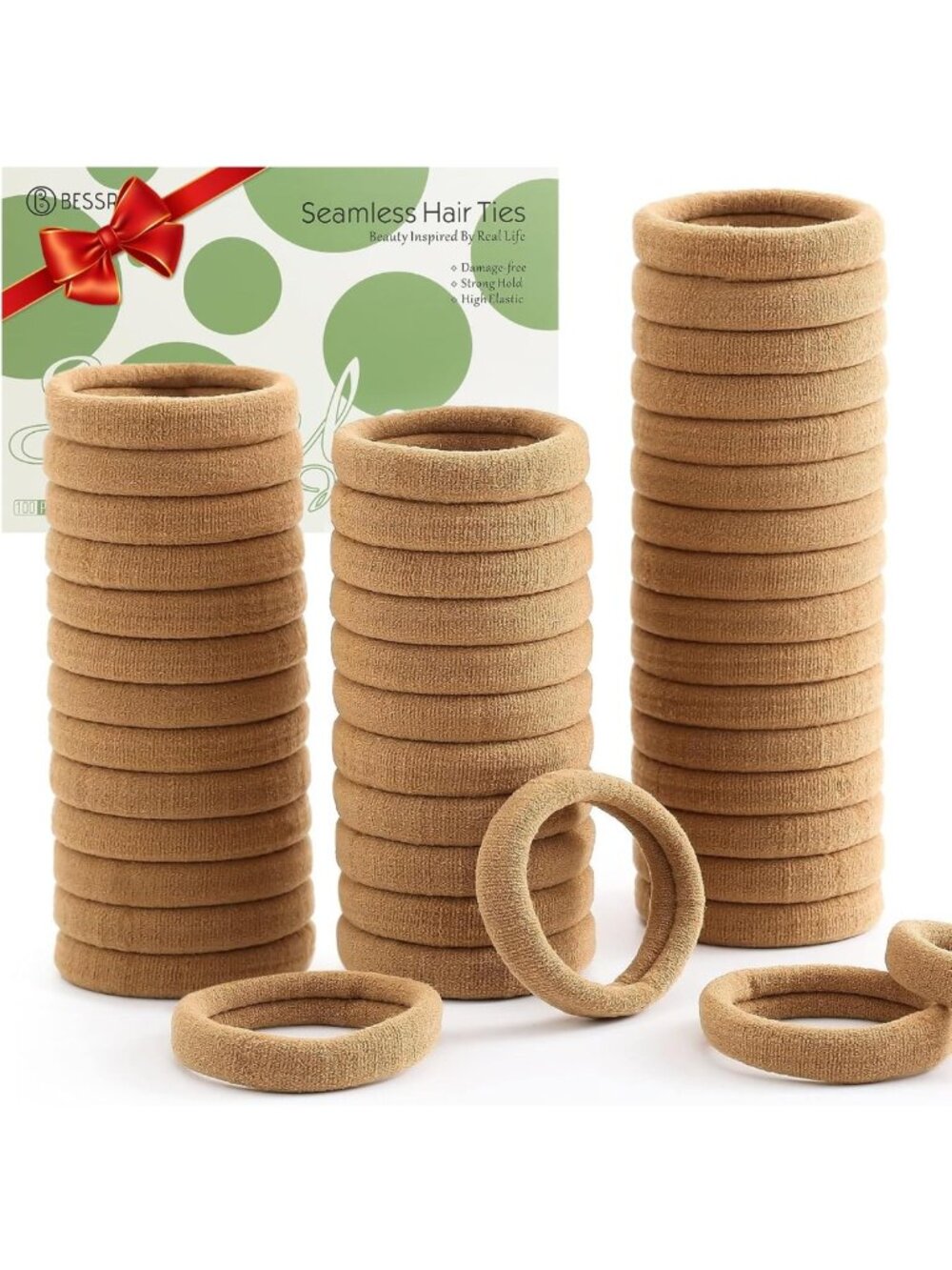 100 Pcs Thick Seamless Ponytail Holders, No Damage Hair Ties for Thick Hair